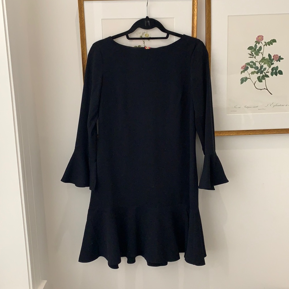 Sail to Sable, Black Flutter Sleeve and Hem Dress